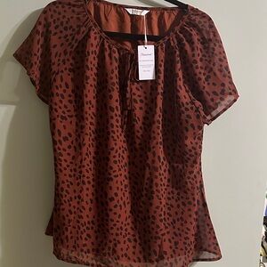 Elegant Brown and Black Spotted Blouse
